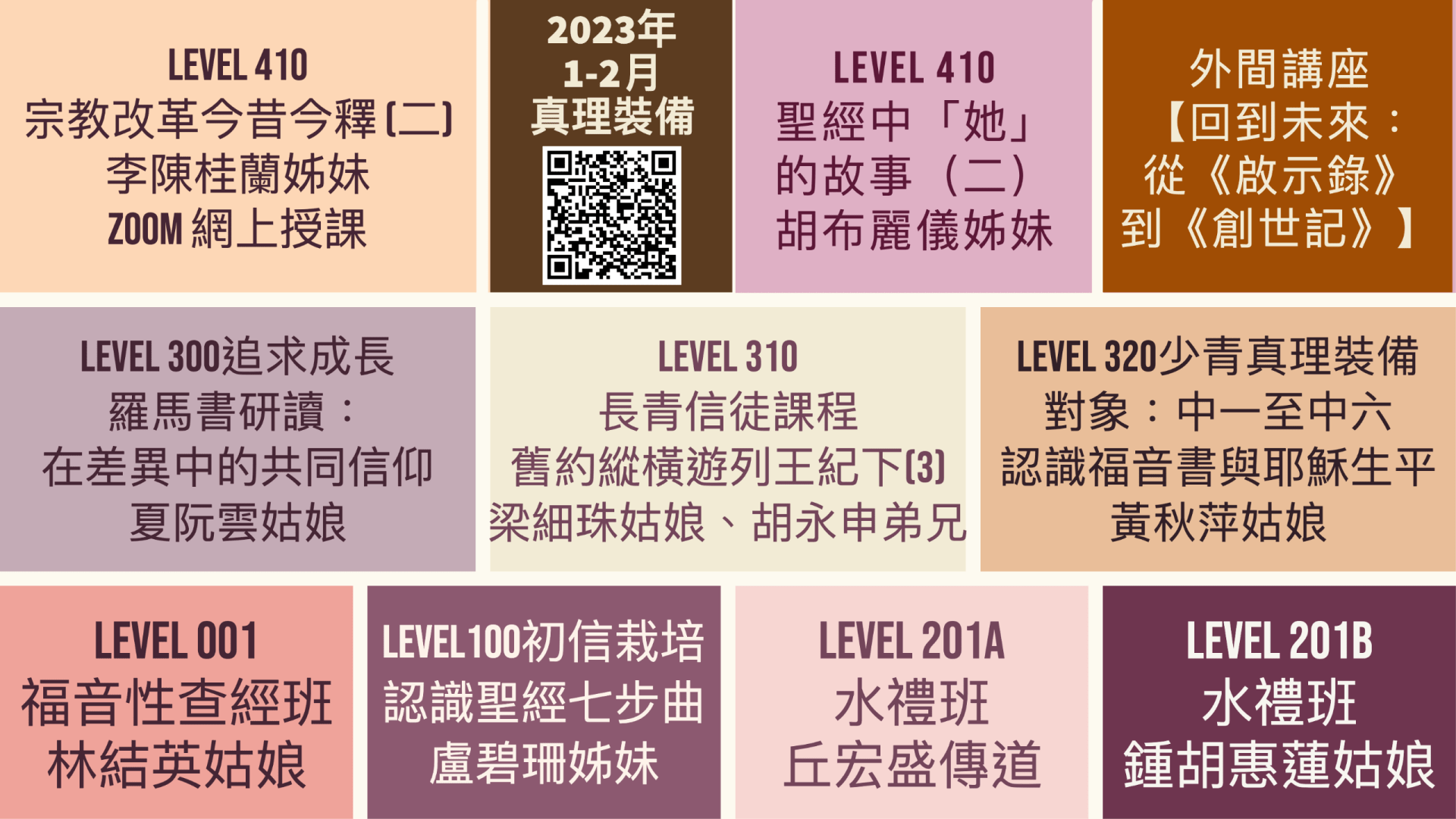 2023 年 01 至 02 月份真理裝備課程